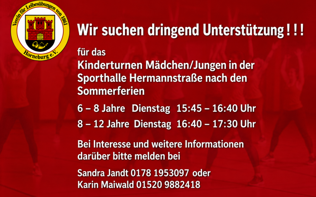 Unterstützung gesucht beim Kinderturnen