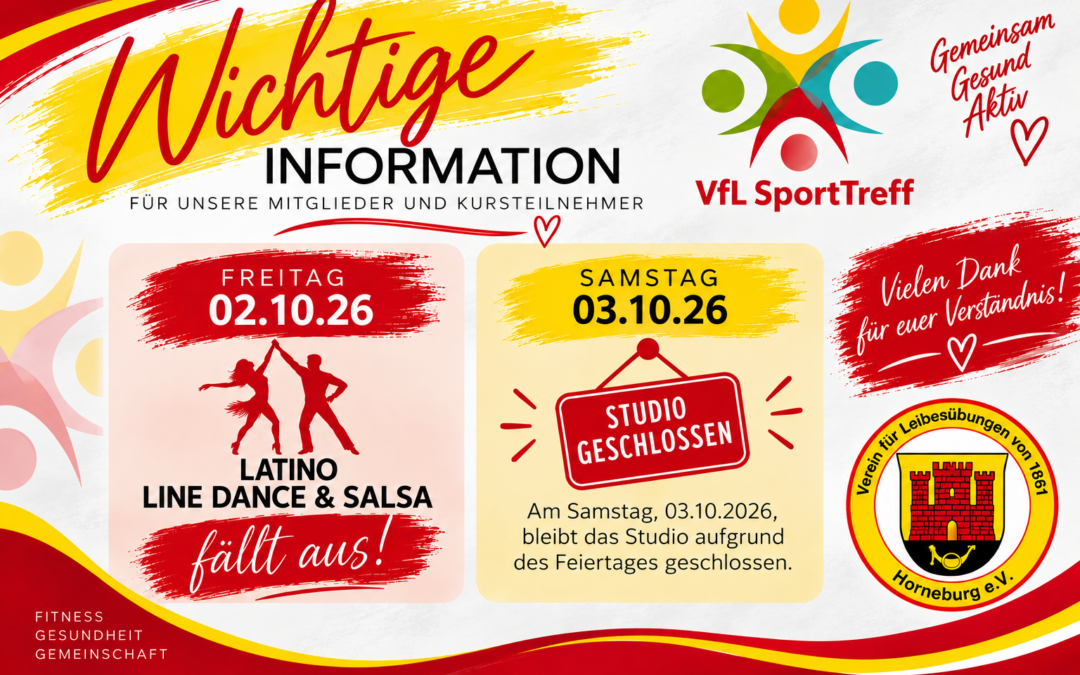 Wichtige Info 2. und 3. Oktober 2026